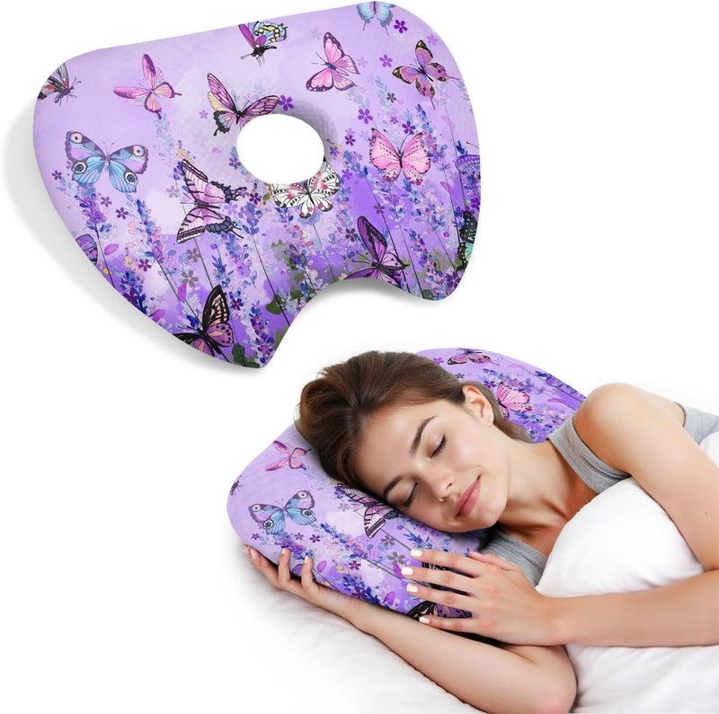 BVOKQUC Ear Piercing Pillow for Side Sleepers Pillows with Holes for Ear Pain,Donut Pillow for Ear Side Sleeping Pillow for Adults CNH Ear Pain Relief Pressure Sores Ear Pillow with Hole in Center - Image 1